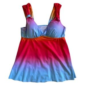 ESPRLIA women’s tankini top swim Rainbow ombré colorful size large NWT